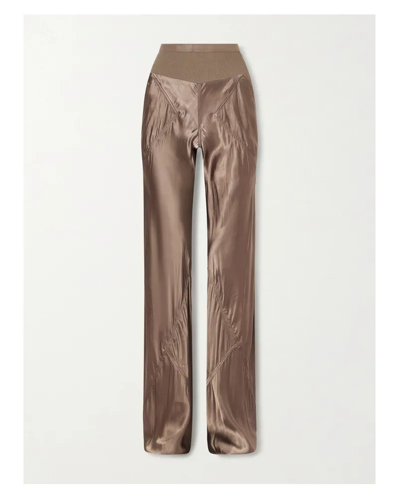 Rick Owens Bias Satin Flared Pants - Gray Gray