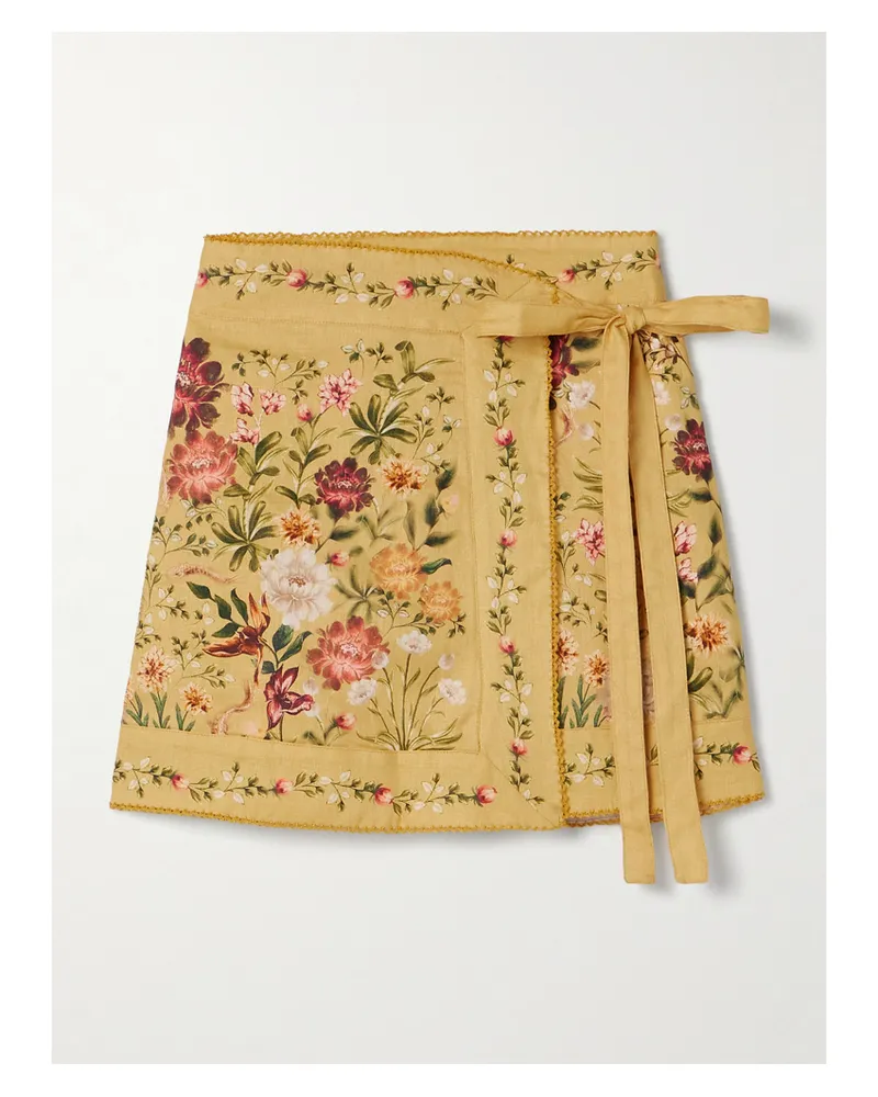 AGUA BENDITA Luna Paramo Mini-wickelrock Aus Leinen Mit Blumenprint - Mehrfarbig Mehrfarbig