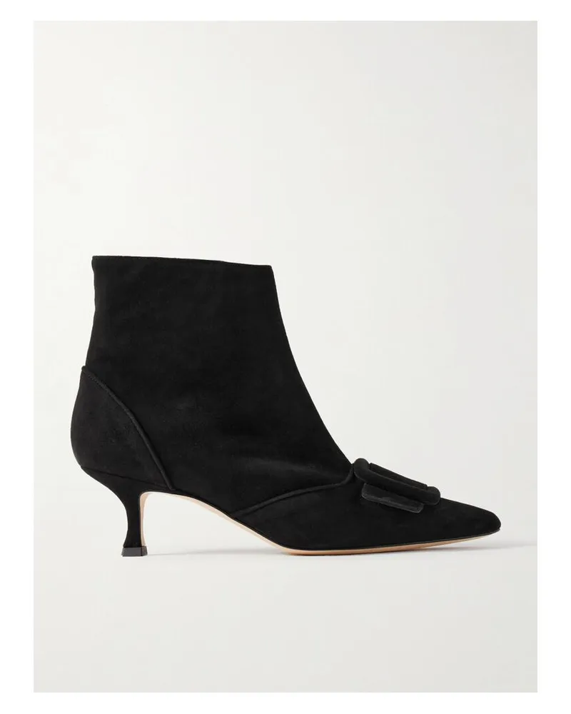 Manolo Blahnik Baylow 50 Ankle Boots Aus Veloursleder Mit Schnalle - Schwarz Schwarz