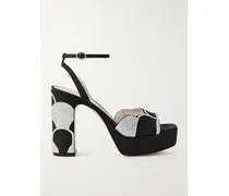 Bowow 110 Plateausandalen Aus Faille Und Metallic-leder Mit Kristallen - Silber