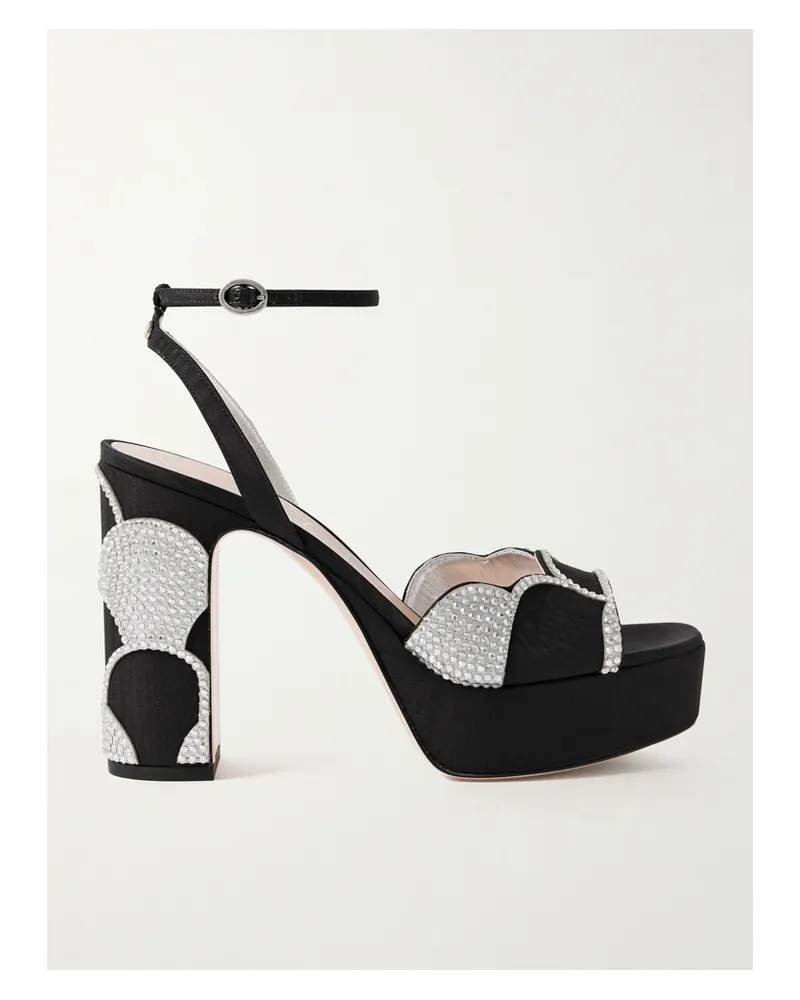 Valentino Garavani Bowow 110 Plateausandalen Aus Faille Und Metallic-leder Mit Kristallen - Silber Silber