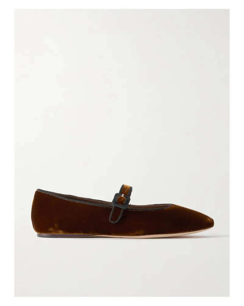 Loeffler Randall Ginger Mary-jane-ballerinas Aus Samt Mit Ripsbandbesätzen - Braun Braun