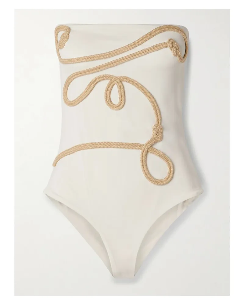 Johanna Ortiz Palmy Trägerloser Badeanzug Mit Applikation - Ecru Ecru