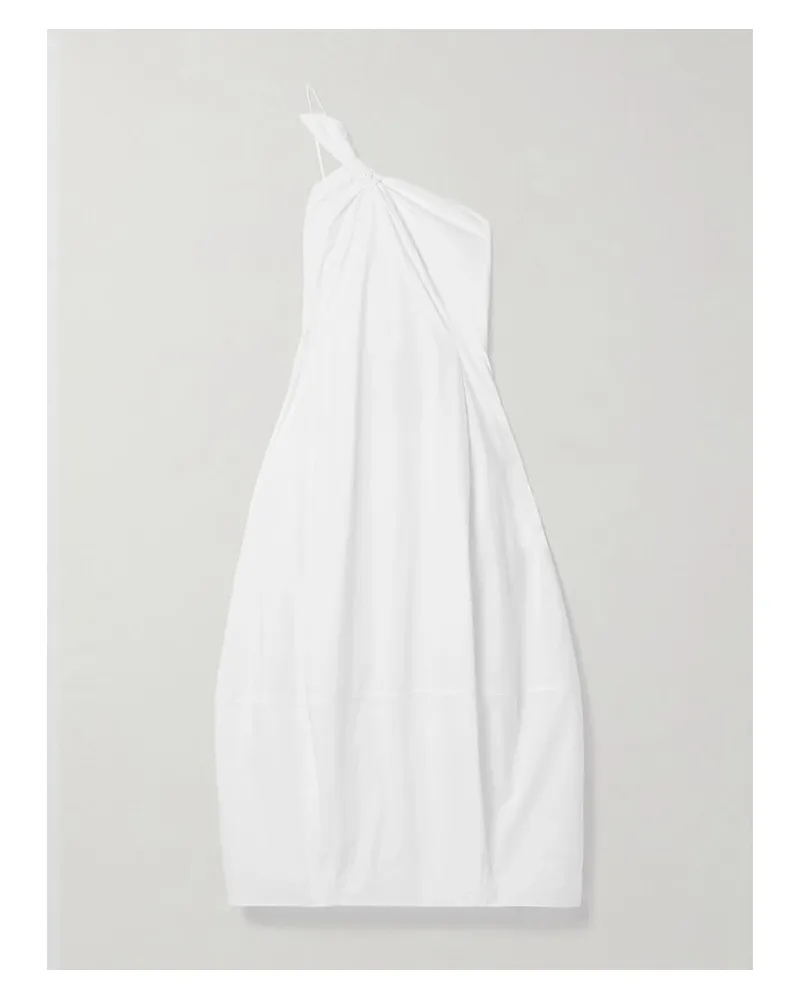 Cult Gaia Araceli Asymmetrisches Midikleid Aus Popeline Aus Einer Baumwollmischung Mit Raffung - Weiß Weiß