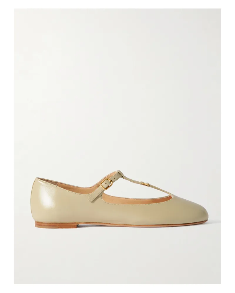 Chloé Marcie Embellished Leather Ballet Flats - Green Green