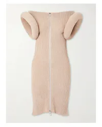 Acne Studios Minikleid aus Geripptem Bouclé mit Fransen Neutral