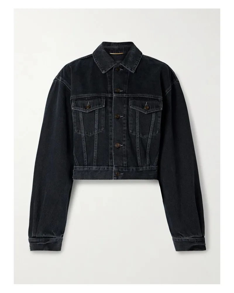 Saint Laurent Verkürzte Jeansjacke - Blau Blau