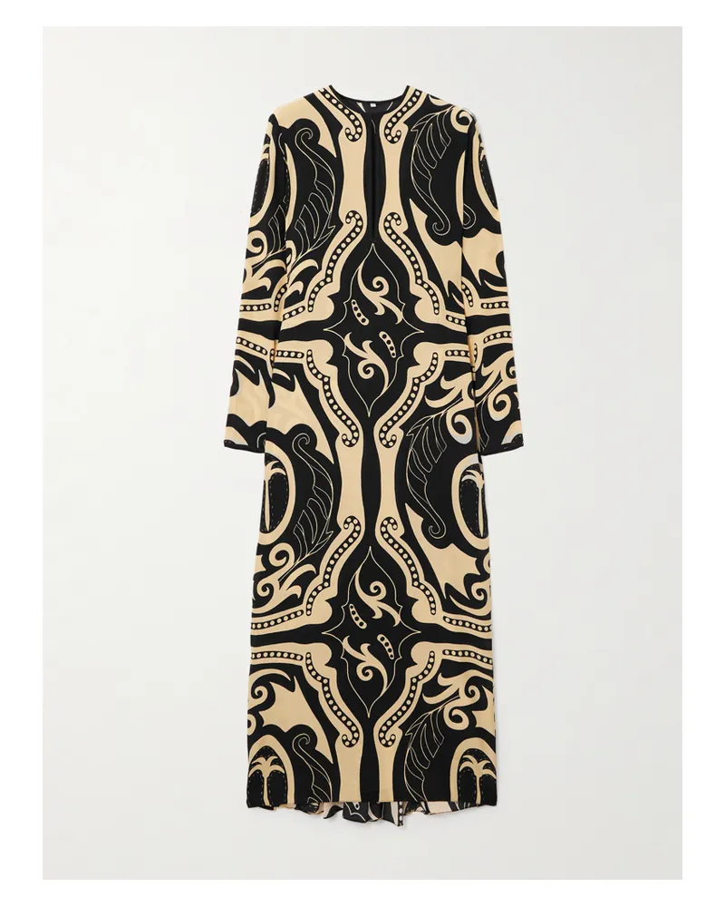 Johanna Ortiz Libertad Midikleid Aus Bedrucktem Seiden-crêpe - Schwarz Schwarz