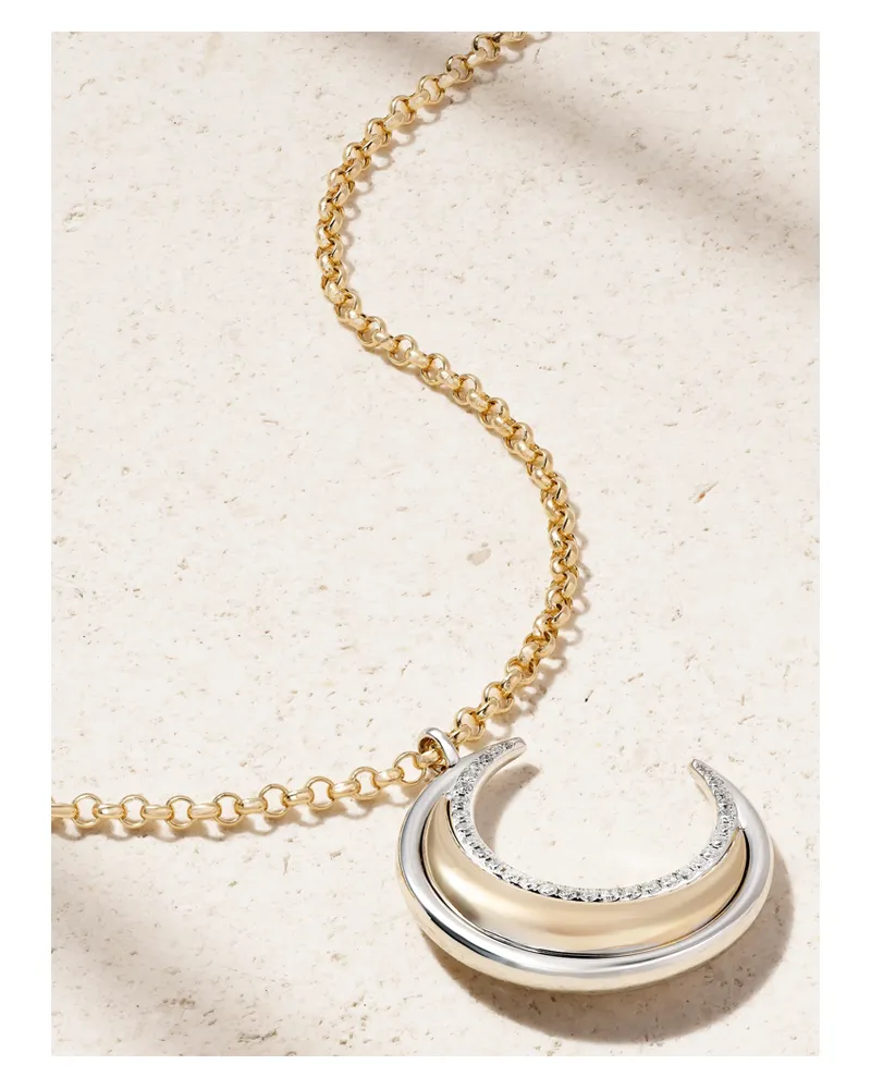 L’Atelier Nawbar Moon Bloop Anhänger Aus 18 Karat Gelb- Und Weißgold Mit Diamanten Gold