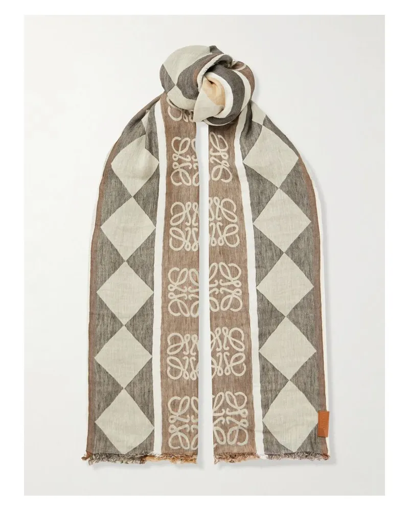 Loewe Paula's Ibiza Tuch Aus Jacquard Aus Einer Leinen-baumwollmischung Mit Fransen - Neutral Neutral