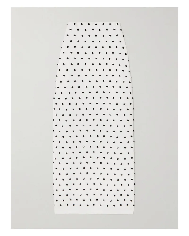 Carolina Herrera New York Crystal-embellished Knitted Midi Skirt - White White
