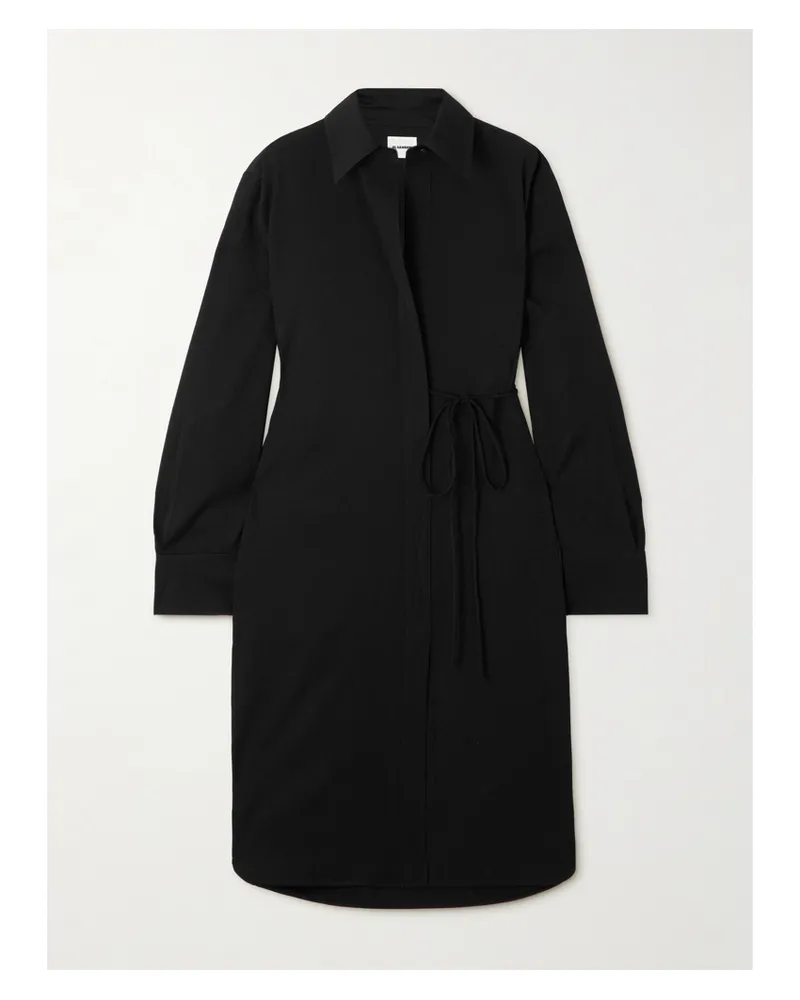 Jil Sander Midi-hemdblusenkleid Aus Wollgabardine - Schwarz Schwarz
