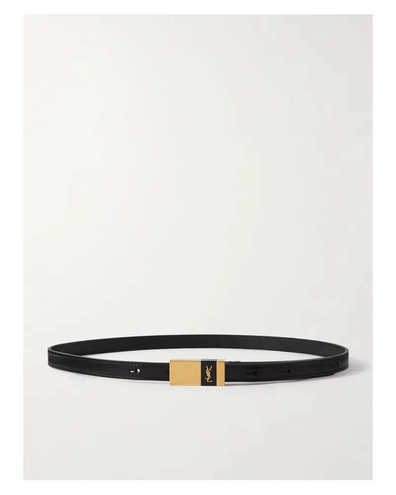 Saint Laurent Cassandre Leather Belt - Black Black