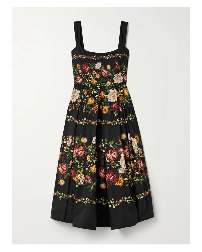 AGUA BENDITA Alcaparra Paramo Midikleid Aus Baumwollpopeline Mit Blumenprint Und Falten - Mehrfarbig Mehrfarbig