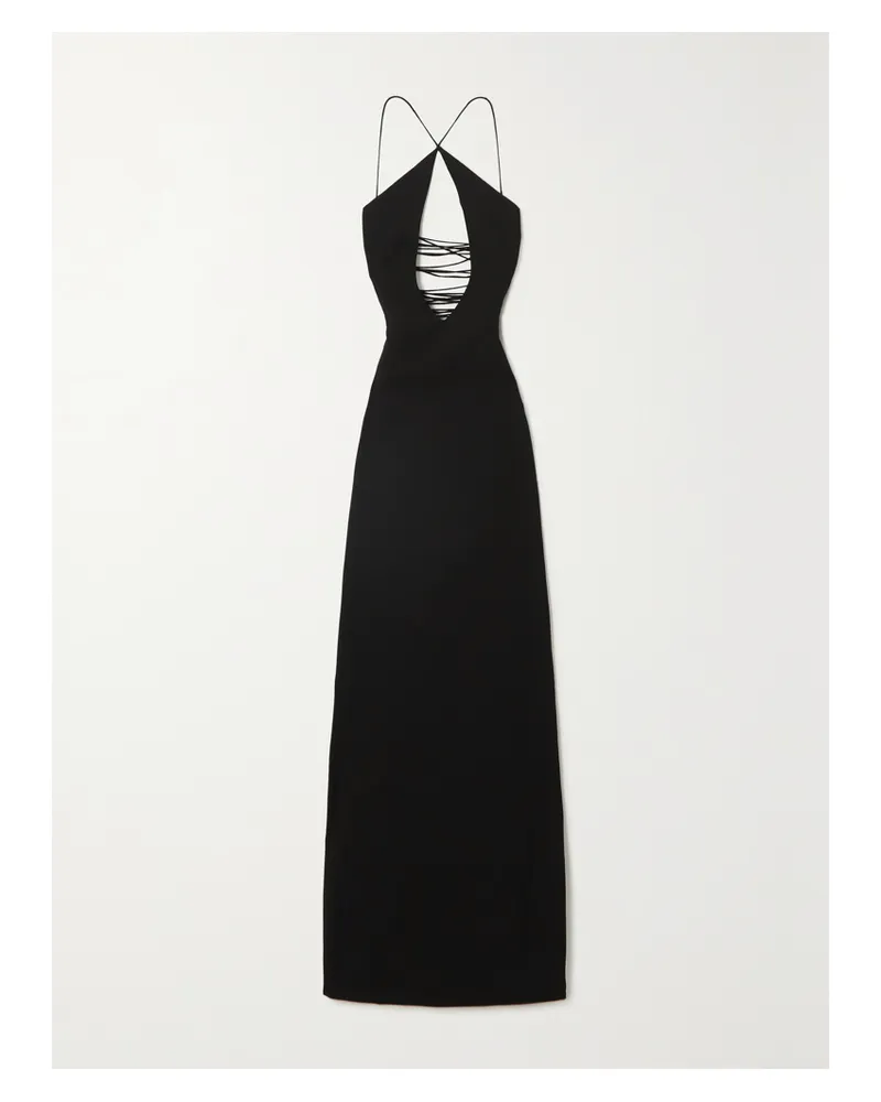 Mônot Maxikleid Aus Crêpe Mit Schnürung Und Cut-out - Schwarz Schwarz