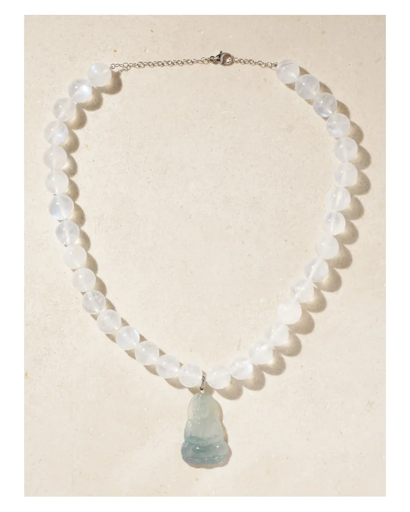JIA JIA Moon Goddess Buddha Kette Mit Mehreren Steinen Und Details Aus 18 Karat Weißgold Weiß