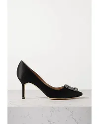 Manolo Blahnik Hangisi 70 Pumps aus Satin mit Verzierung Schwarz