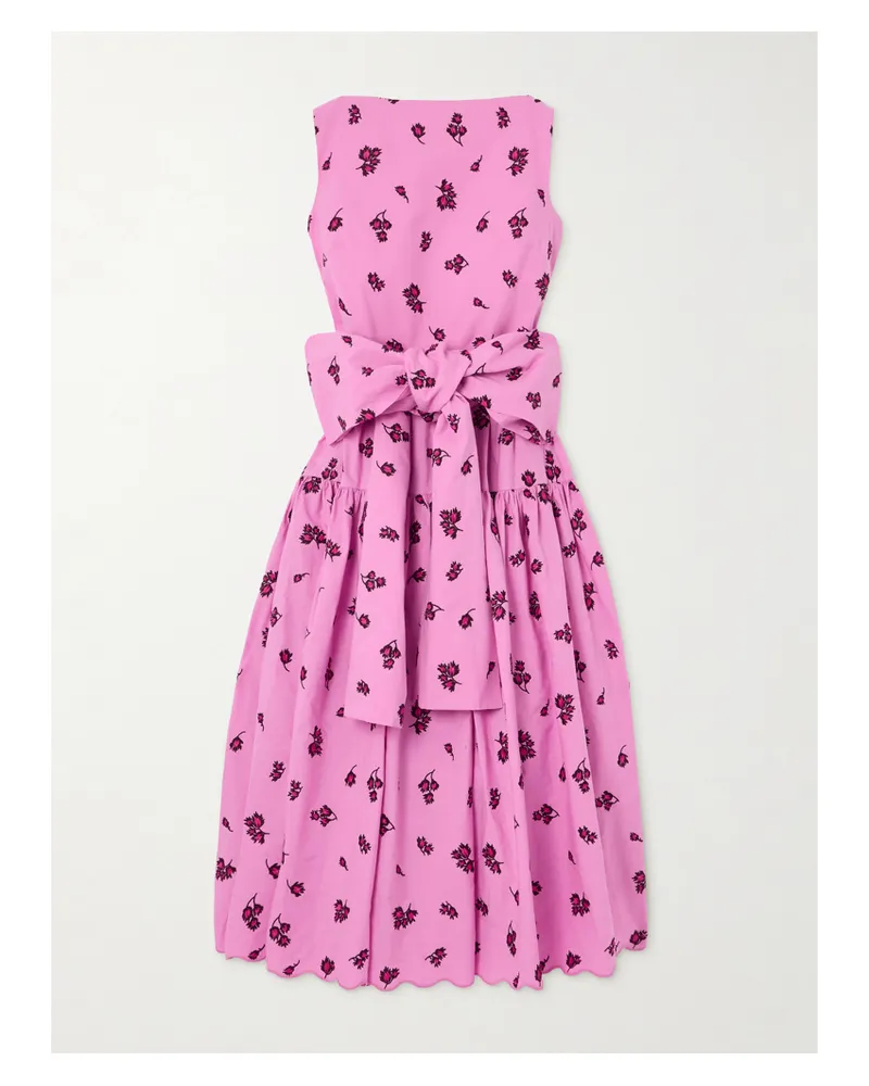Erdem Midikleid Aus Einer Baumwollmischung Mit Stickereien Und Wellenkante - Pink Pink