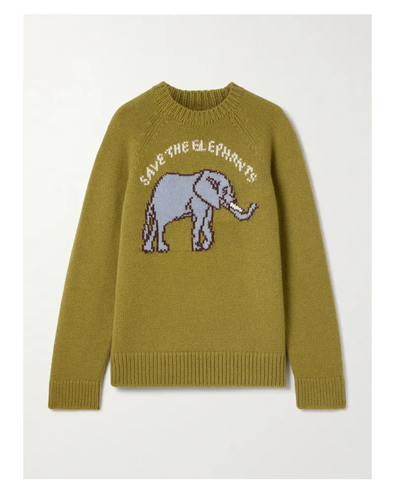 The Elder Statesman Strickpullover Aus Kaschmir Mit Intarsienmotiv - Grün Grün