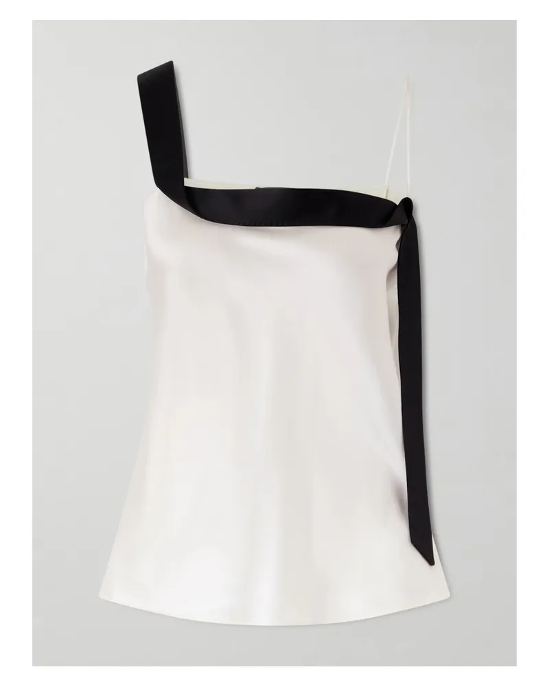 Tom Ford Asymmetrisches Top Aus Zweifarbigem Seidensatin - Schwarz Schwarz