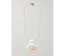 Paradis Kette Mit Quarzen, Perle, Muschel Und Vergoldeten Details - Rot