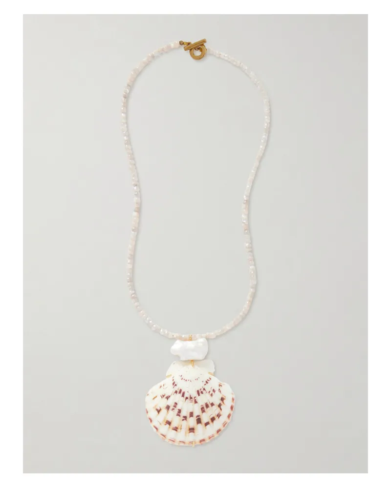 Jennifer Behr Paradis Kette Mit Quarzen, Perle, Muschel Und Vergoldeten Details - Rot Rot