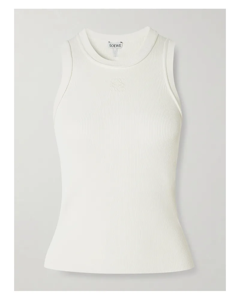 Loewe Anagram Tanktop Aus Rippstrick Mit Stickerei - Weiß Weiß