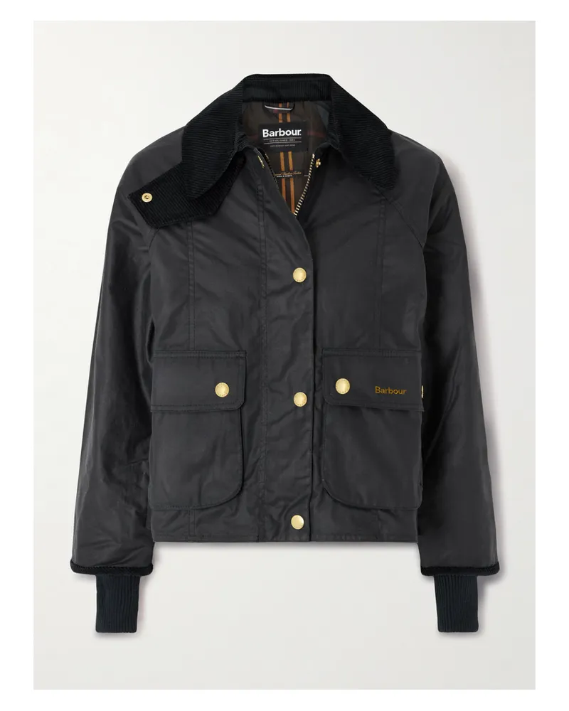 Barbour Verkürzte Jacke Aus Gewachster Baumwolle Mit Cordbesatz - Blau Blau