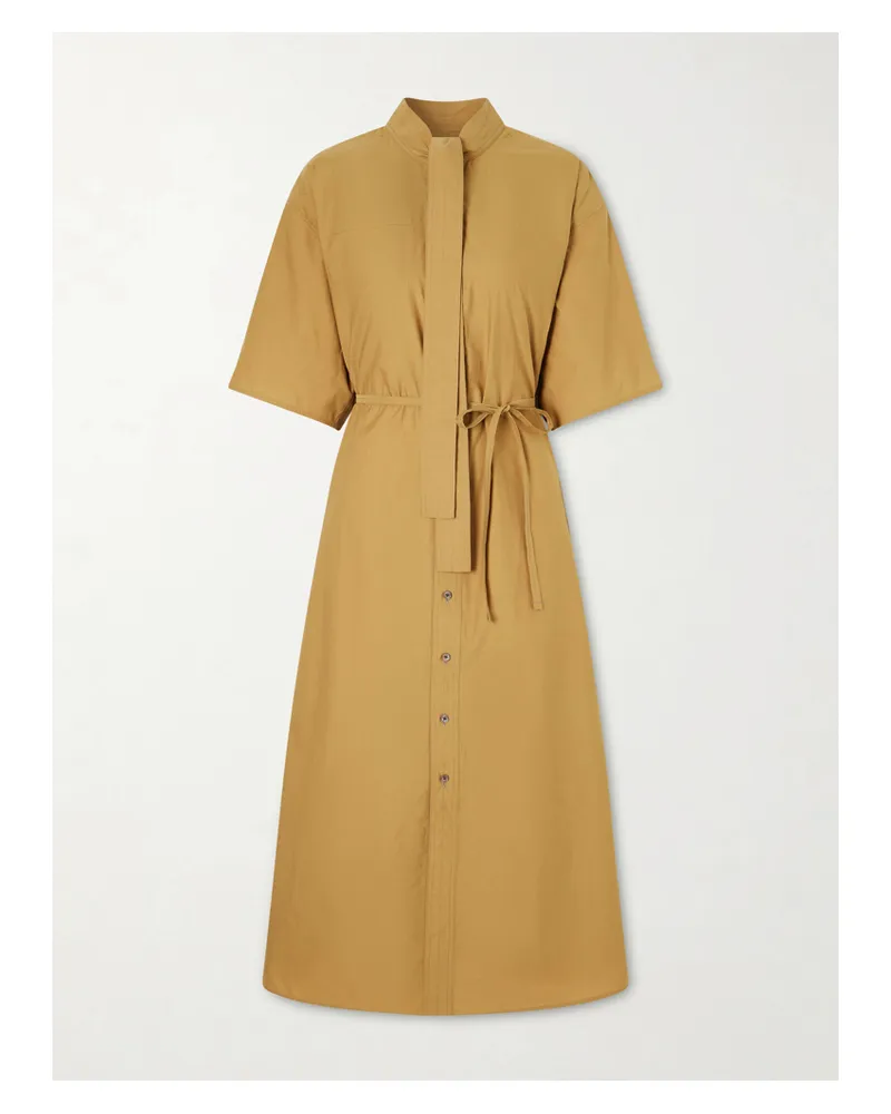 Christophe Lemaire Reversible Scarf-detailed Cotton-blend Midi Dress - Brown Brown