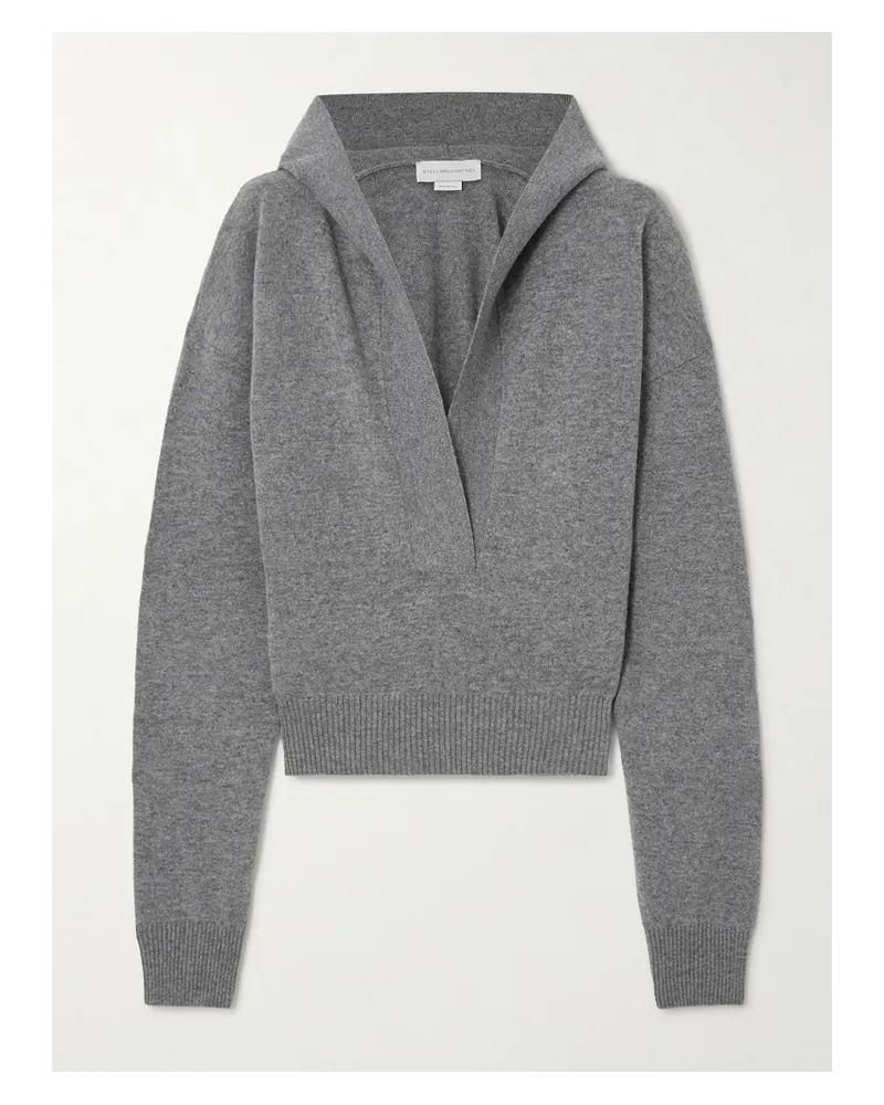 Stella McCartney Verkürzter Pullover Aus Wolle Mit Kapuze - Grau Grau