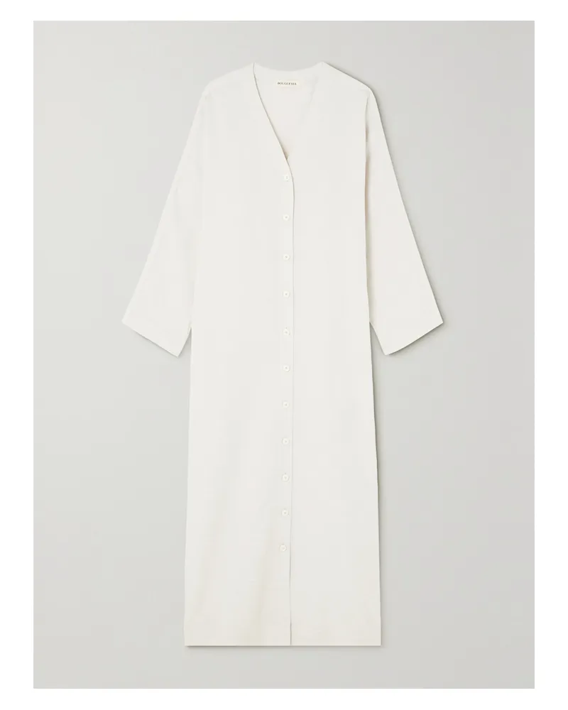 BOUGUESSA Amna Midikleid Aus Webstoff - Creme Creme