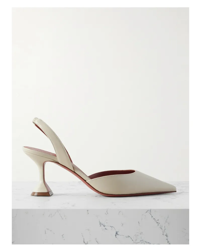 Amina Muaddi Holli Slingback-pumps Aus Leder - Grau Grau