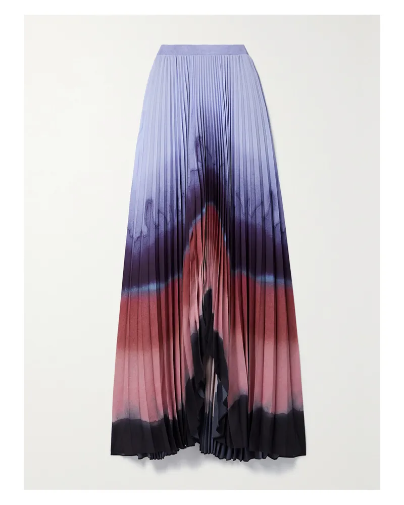 Altuzarra Lemnos Asymmetrischer Maxirock Aus Plissiertem Satin Mit Batikmuster - Lila Lila