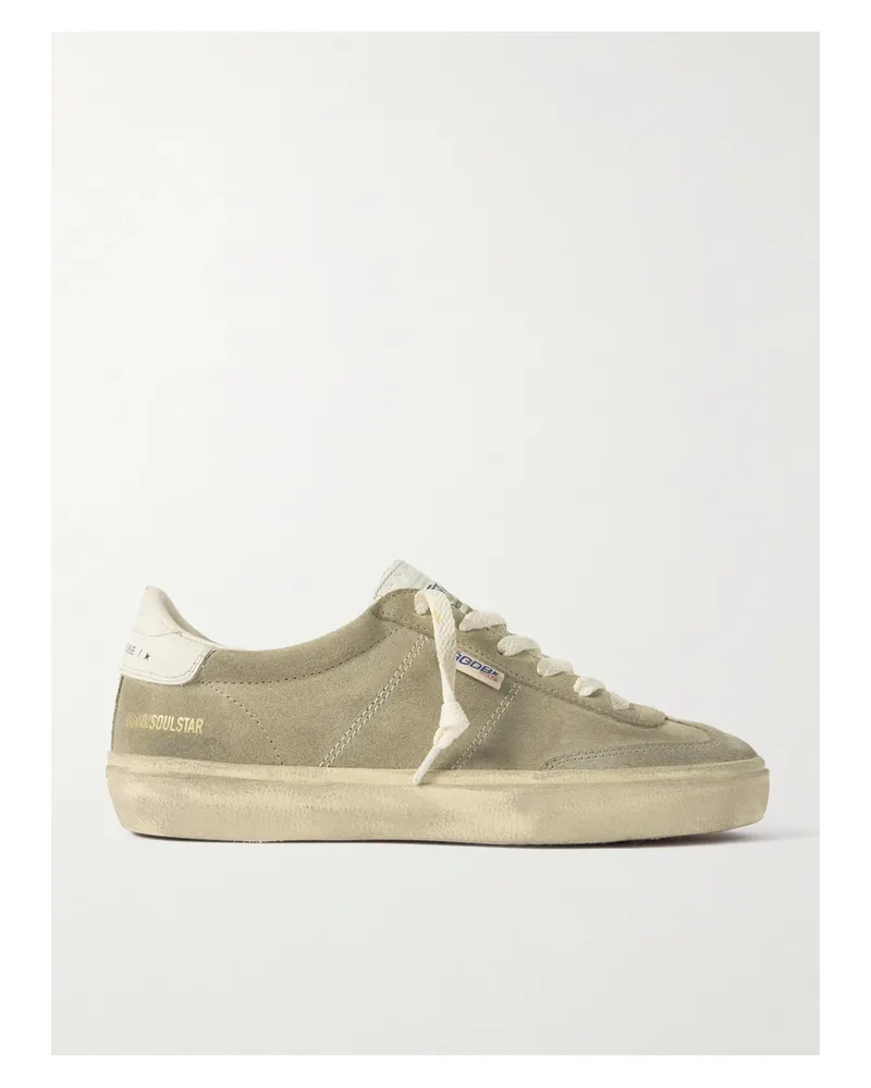 Golden Goose Soul-star Distressed Leather-trimmed Suede Sneakers - Brown Brown