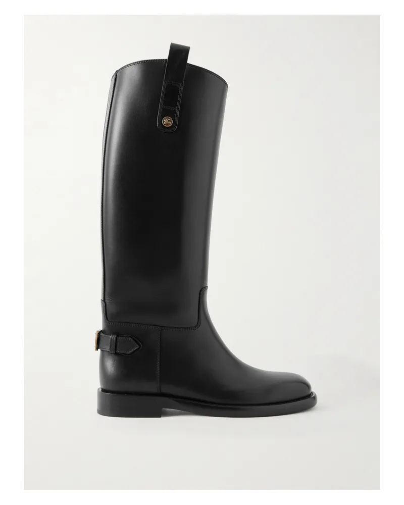 Burberry Kniehohe Stiefel Aus Leder Mit Schnalle - Schwarz Schwarz