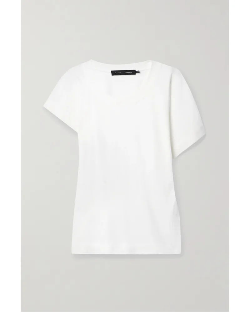 Proenza Schouler Asymmetrisches T-shirt aus Jersey aus einer Baumwollmischung Weiß