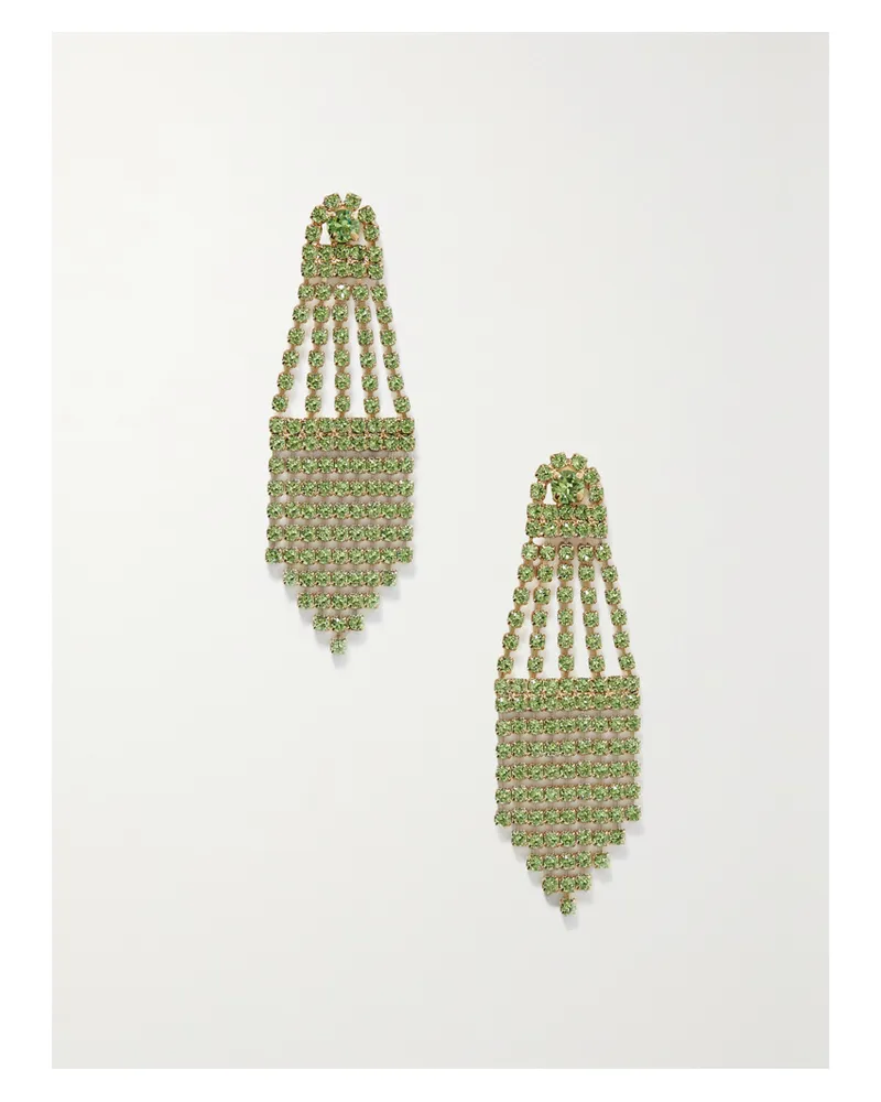 Oscar de la Renta Goldfarbene Ohrringe Mit Kristallen - Grün Grün
