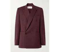 Monterey Oversized Double-breasted Woven Blazer - Burgundy