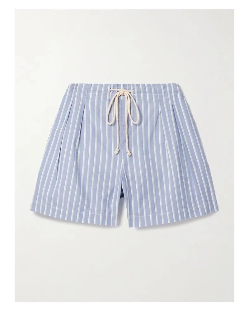 Maria Mcmanus Shorts Aus Gestreifter Biobaumwolle Mit Falten - Blau Blau