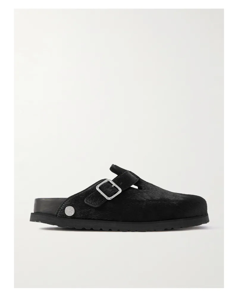 Birkenstock Boston Clogs Aus Rindshaar Mit Schnalle - Schwarz Schwarz