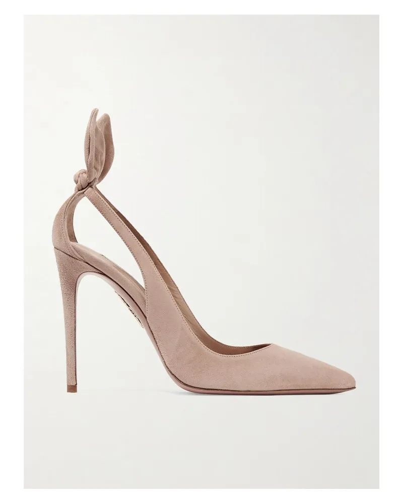 Aquazzura Bow Tie 105 Pumps Aus Veloursleder Mit Knoten - Pink Pink