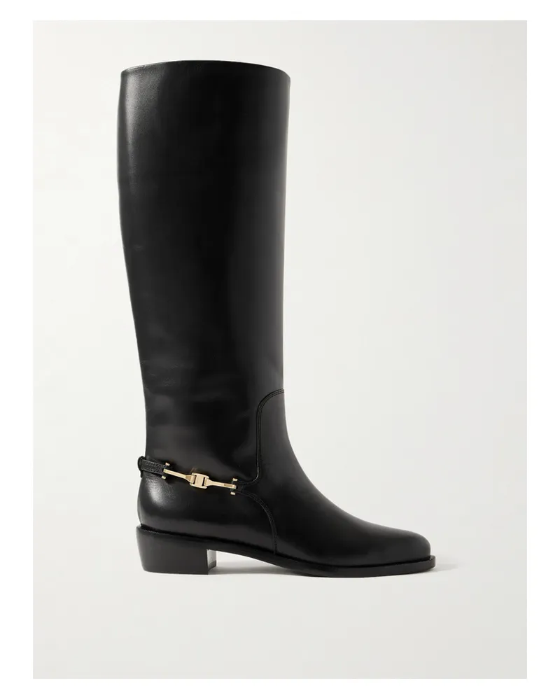 Ferragamo Therma Kniehohe Stiefel Aus Leder Mit Verzierung - Schwarz Schwarz
