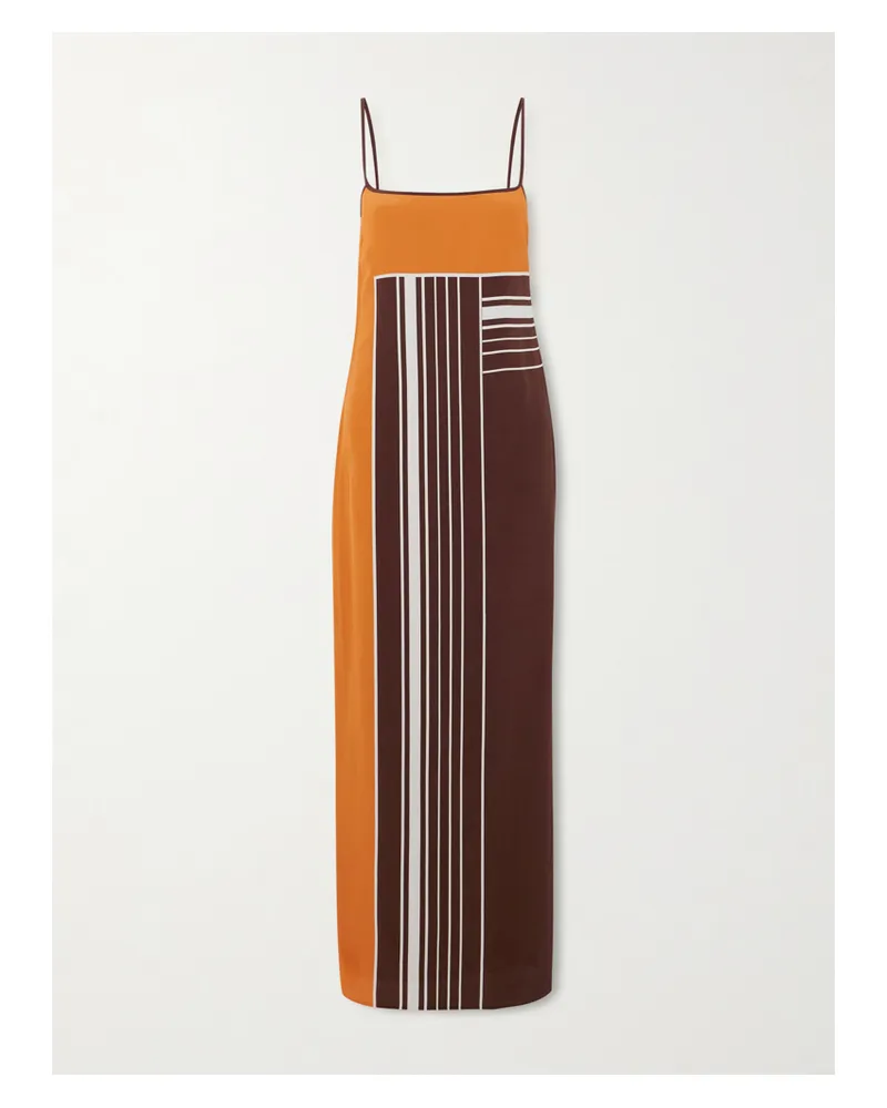 SIR Destino Striped Silk-crepe Maxi Dress - Brown Brown