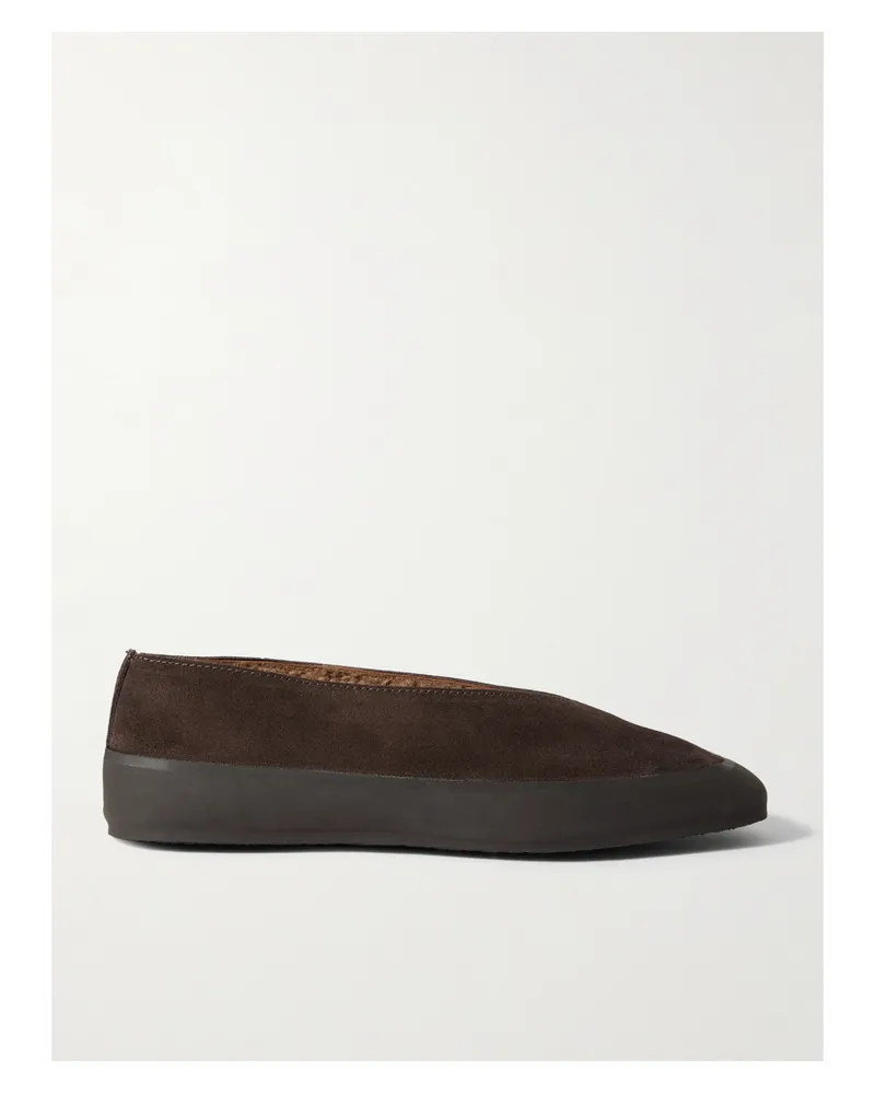 Le Monde Béryl Shearling-lined Suede Ballet Flats - Brown Brown