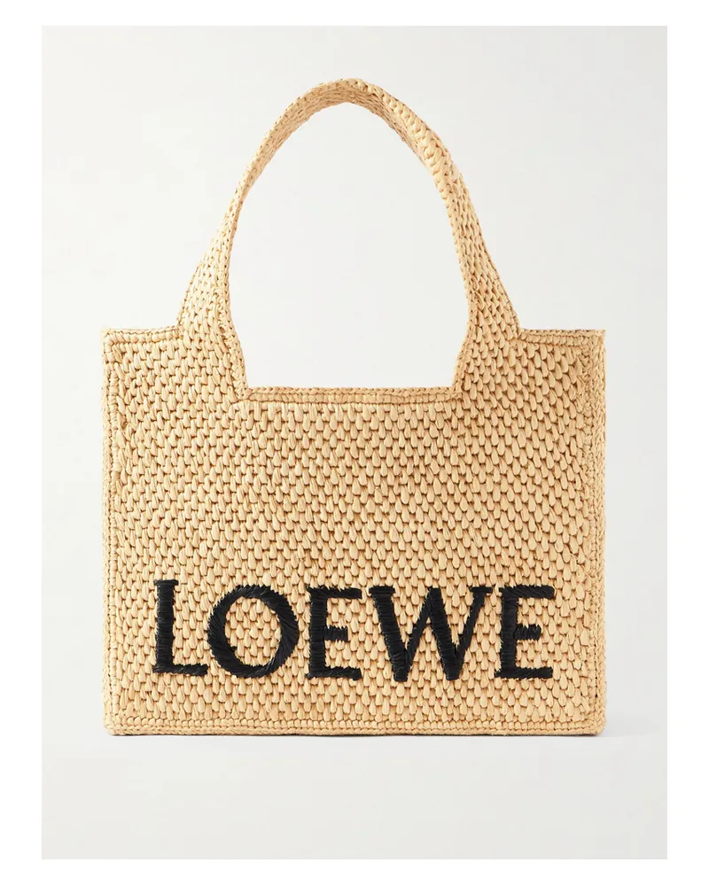 Loewe Paula's Ibiza Embroidered Raffia Tote - Neutrals Neutrals