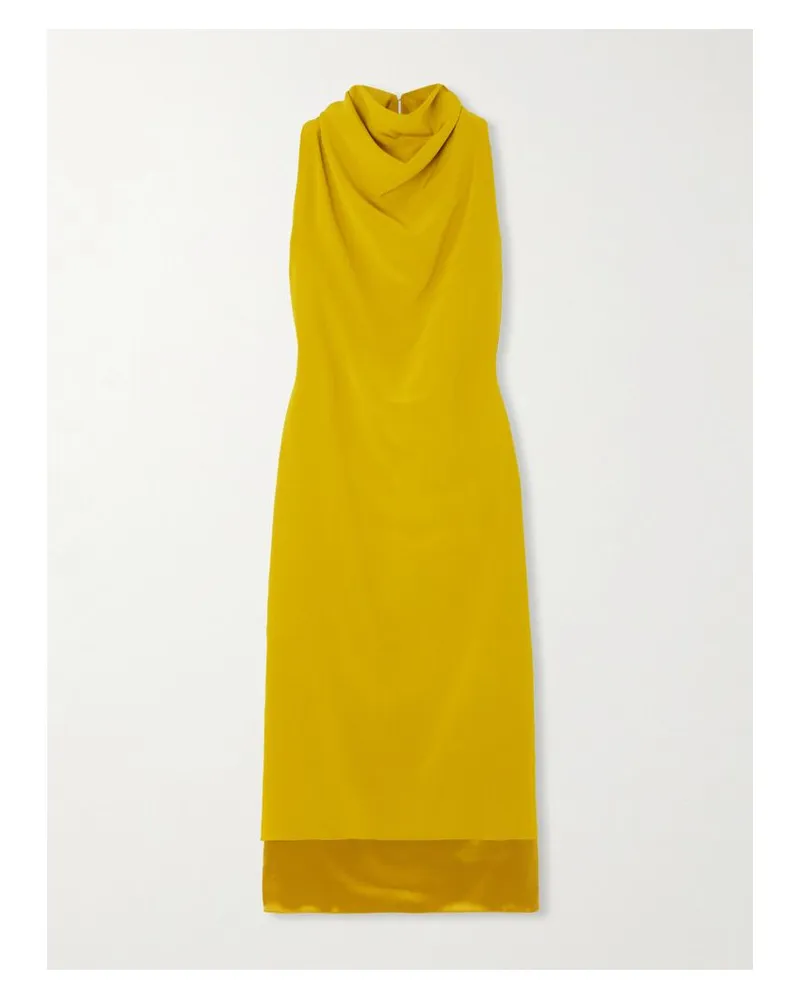 Altuzarra Noor Midikleid Aus Seidensatin Mit Falten - Gelb Gelb