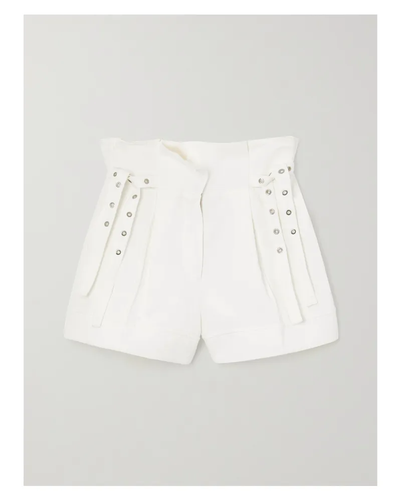 3.1 phillip lim Shorts Aus Einer Baumwoll-leinenmischung Mit Ösen - Weiß Weiß