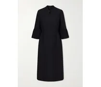 Wool And Silk-blend Crepe Midi Dress - Black