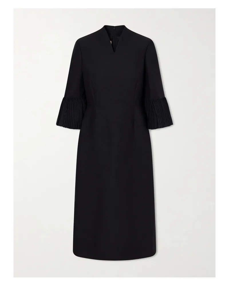 Valentino Garavani Wool And Silk-blend Crepe Midi Dress - Black Black