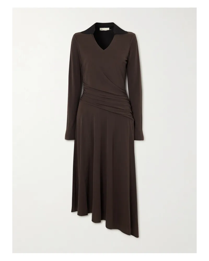 Tory Burch Midikleid Aus Stretch-jersey Mit Raffungen - Braun Braun